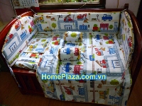 Chăn ga gối quây cũi trẻ em 4 mùa Hàn Quốc - oto trắng